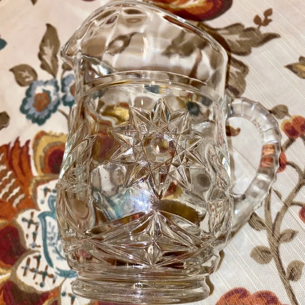 Vintage Anchor Hocking Press Glass, Clear (Star‎ of David) Pint Pitcher - 16 oz.